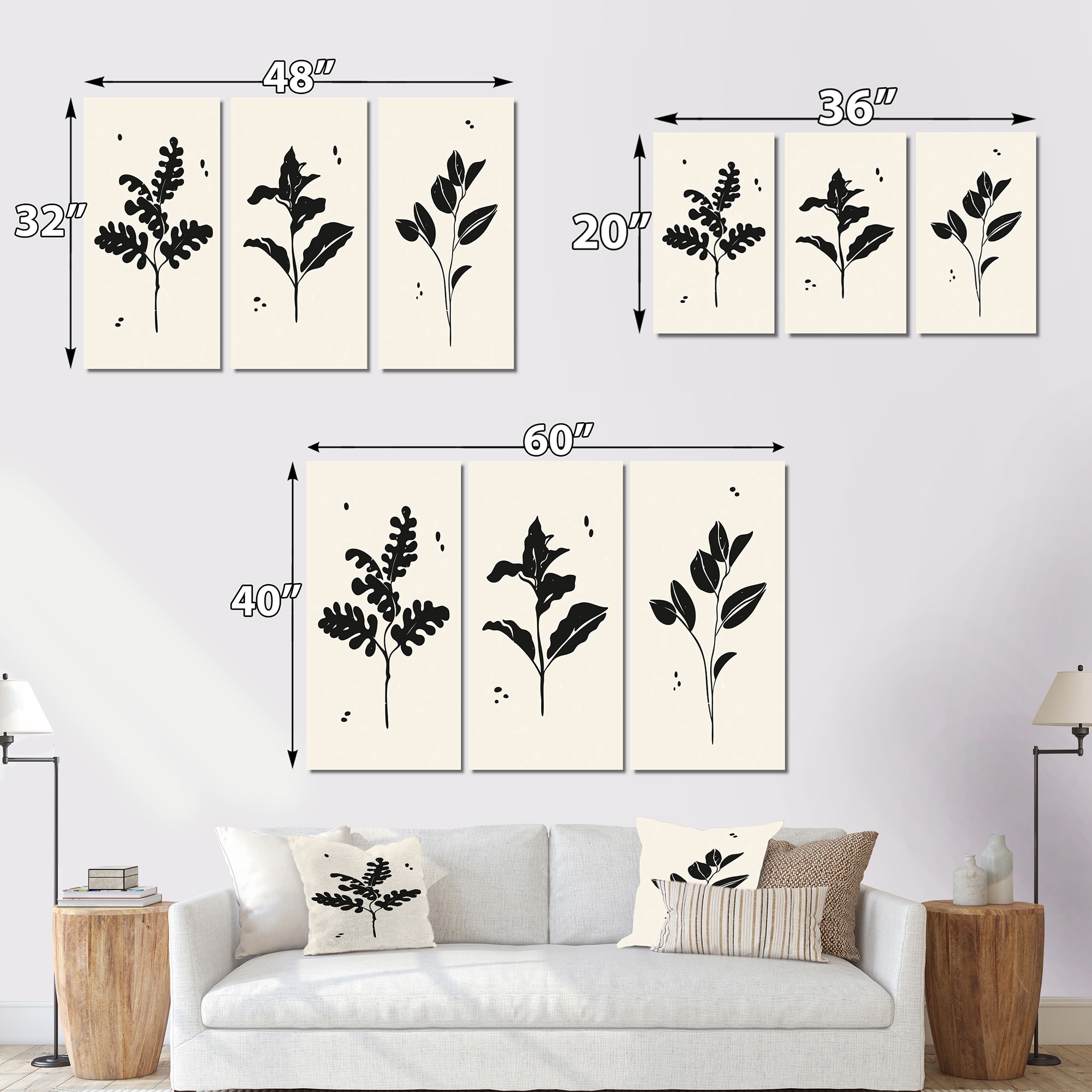 Designart Monochrome Vintage Minimal Geometrics XIII - Modern Abstract Wall Art Print for Contemporary Home Decor-image