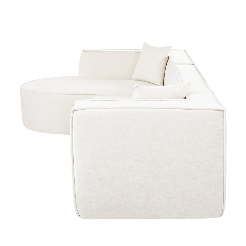 Modern Sectional Sofa, Chenille Modular L-Shape Sofa Couch with 2 Plush Throw Pillows, Curved Sponge Sleeper Couch