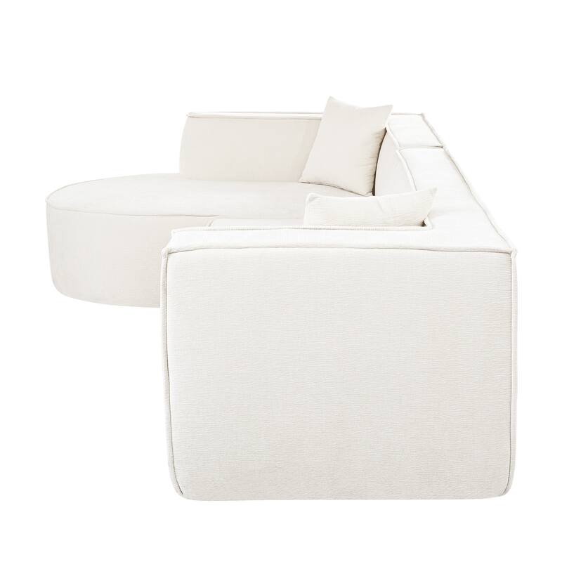 Modern Style Sectional Sofa, Modular L-Shape, Chenille, Beige, 109x66x28 inches