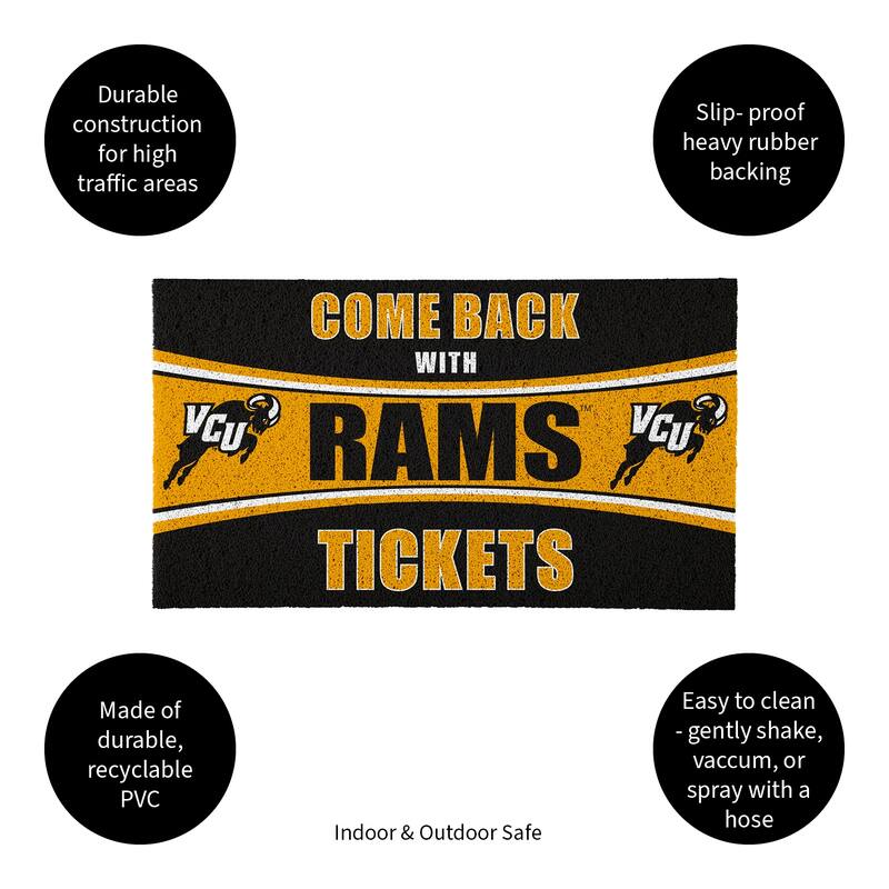 Virginia Commonwealth University 28 in. x 16 in. PVC "Come Back With Tickets" Trapper Door Mat