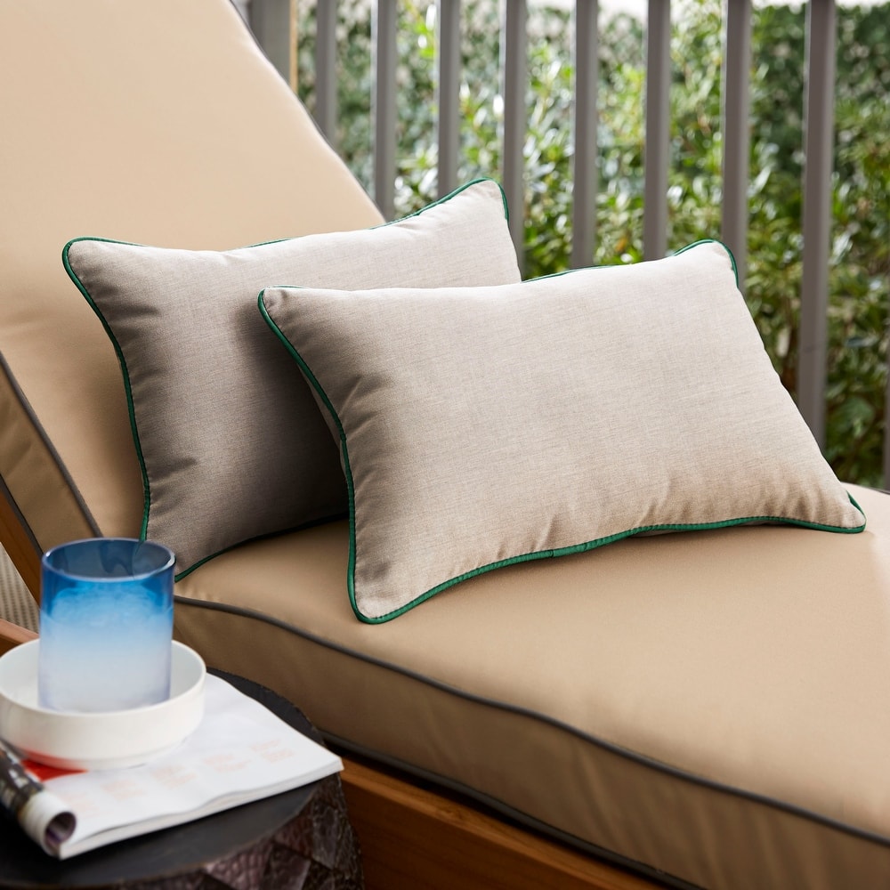 Sunbrella Cast Silver/ Canvas Forest Green Indoor/ Outdoor Pillow Set