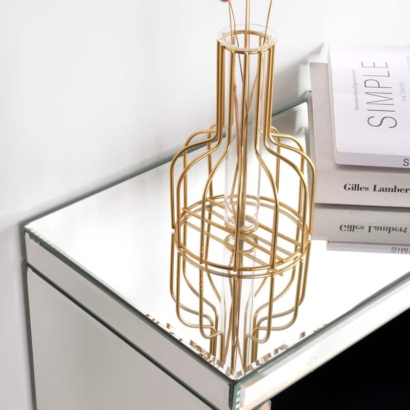 Mirrored Floating TV Shelf Crushed Diamonds Wall Mounted