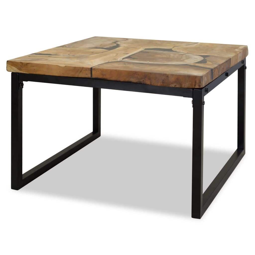 vidaXL Coffee Table End Table Side Table Living Room Furniture Teak Resin - 23.6" x 23.6" x 15.7" (L x W x H)