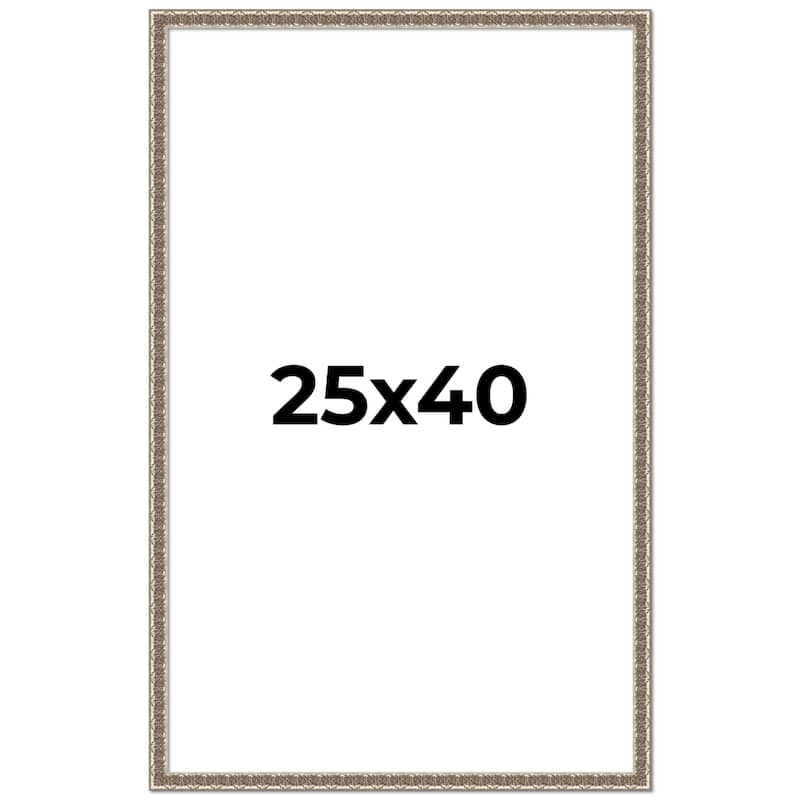 25x40 Frame Silver Versailles Ornate Solid Wood Picture Frame | 1 Inch