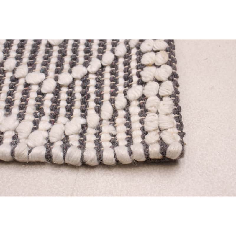 ECARPETGALLERY Braid weave Sienna Grey Wool Rug - 6'1 x 9'4