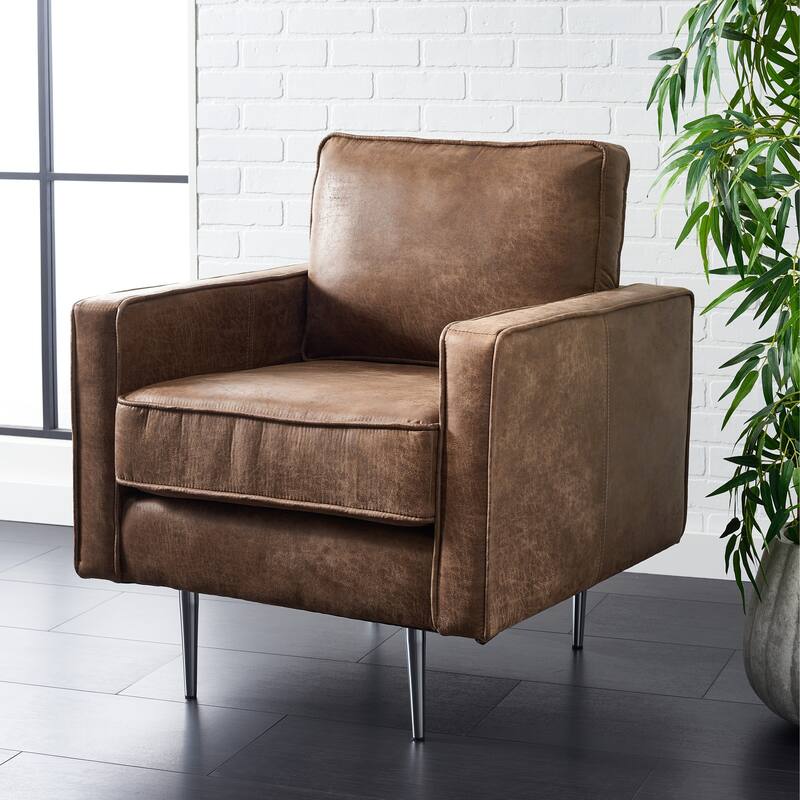 SAFAVIEH Lugenia Brown/Gold Accent Chair - 31" W x 30" D x 33" H - 31Wx30Dx33H