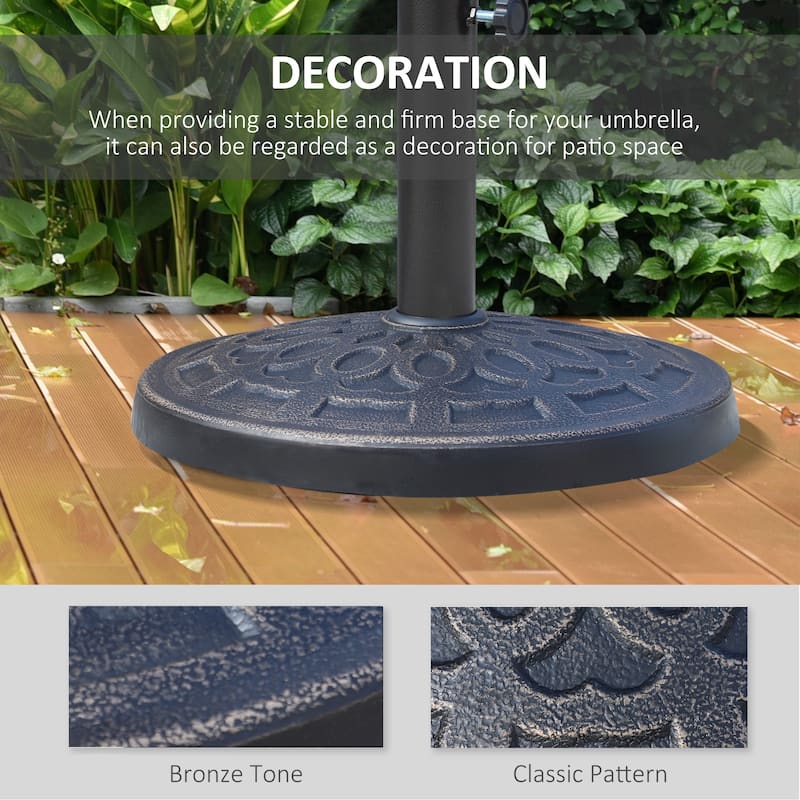 Round Resin Umbrella Base Stand / Parasol Holder with Beautiful Decorative Pattern,for Φ1.5",Φ1.89" Pole
