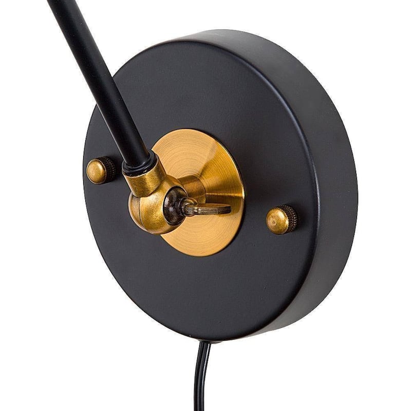 Modern Black 1-Light Swing Arm Light Hardwired or Plug-in Wall Sconces Lamps