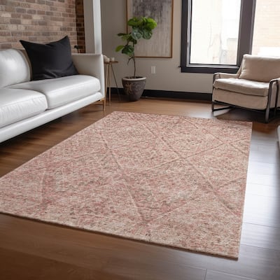 Machine Washable Indoor/ Outdoor Moroccan Boho Chantille Rug