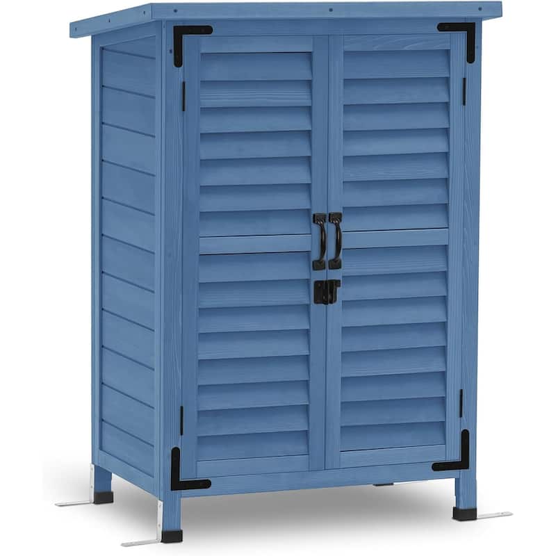 MCombo Small Outdoor Storage Cabinet Shed with Double Doors (24.6" x 18.3" x 38.2"), Wooden 0985 - Blue
