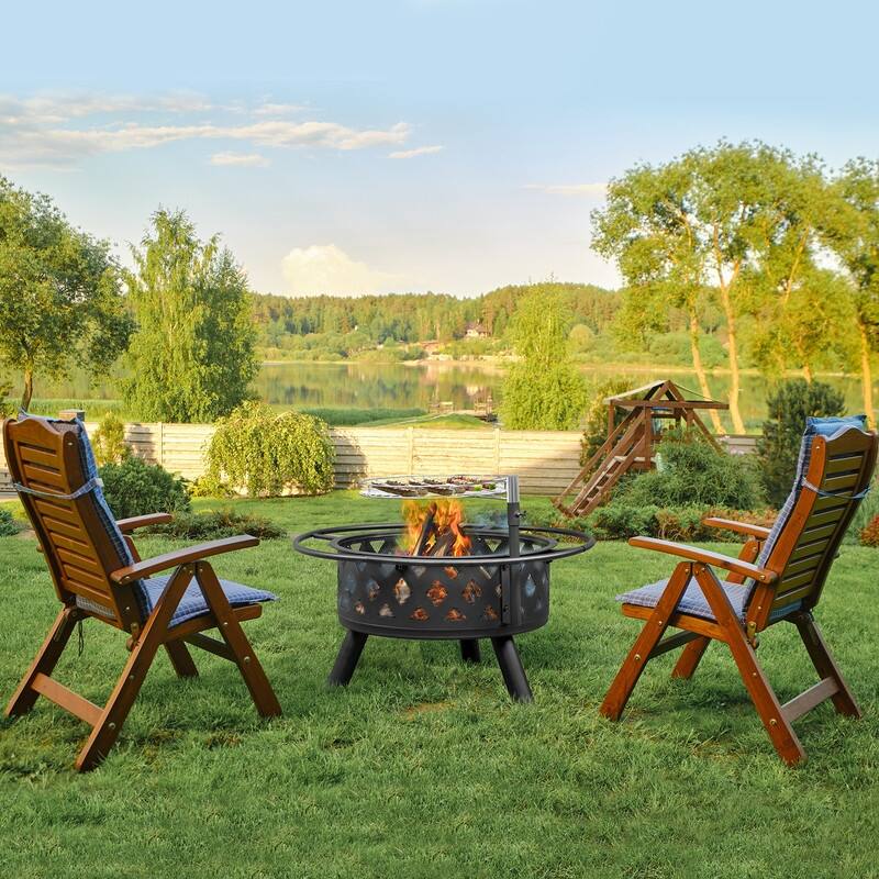38-inch Outdoor Fire Pit Table with Cooking Grates