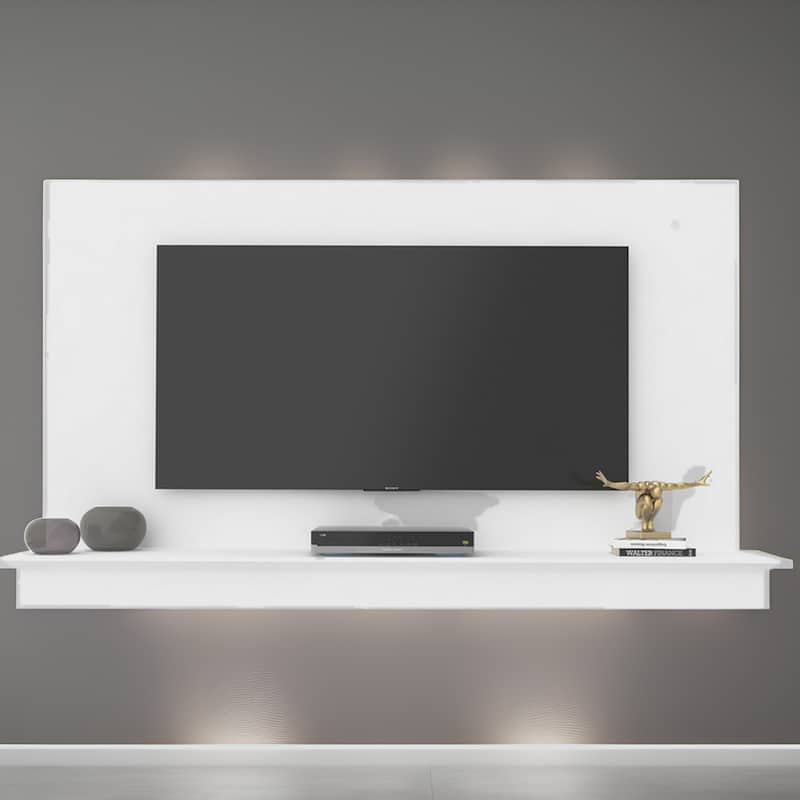 Floating TV Stand for up to 55" TVs - Wall-Mounted Entertainment Center with LED Strip & Shelf