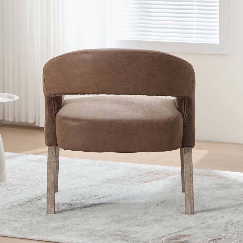 26.3"W PU Leather Accent Chair,Modern Armchair with Wood Legs