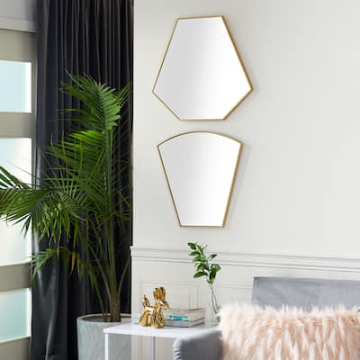 Gold Iron Contemporary Wall Mirror (Set of 2) - 18 x 1 x 18