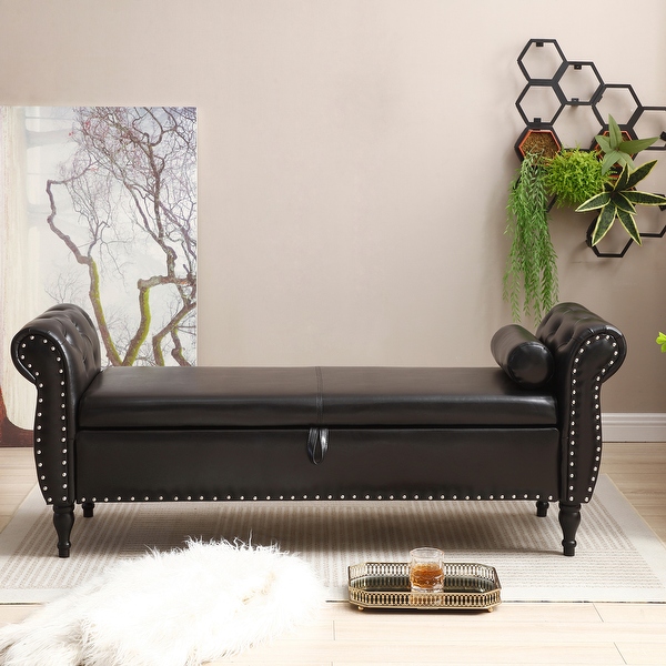 Black end store of bed bench