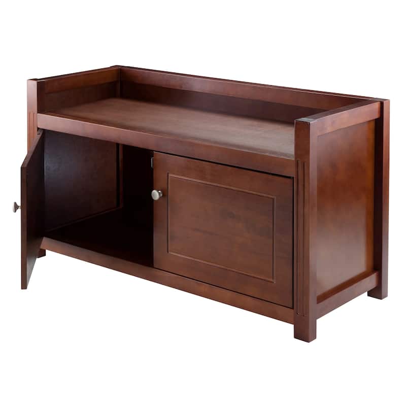 2-Compartment Storage Bench with Seat Cushion - 40" - Walnut Finish