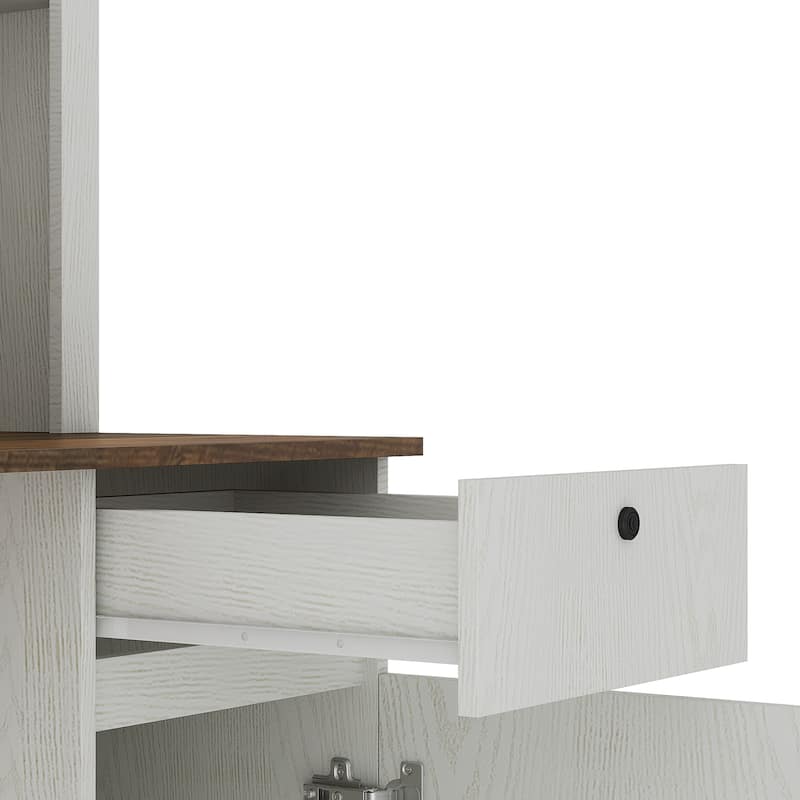 51.18" Computer Desk, Modern Executive Desk with Drawers and Cabinet, Home Office Desk with Charging Station for Work, Study