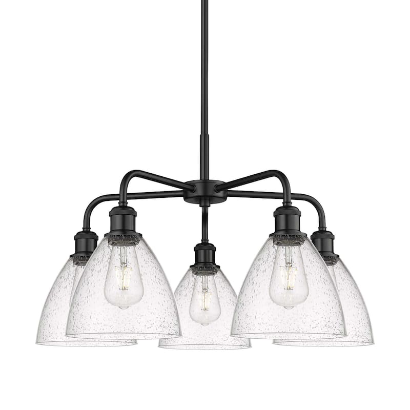 Innovations Lighting 516-5CR-16-26 Bristol Glass Chandelier Bristol - Matte Black / Seedy