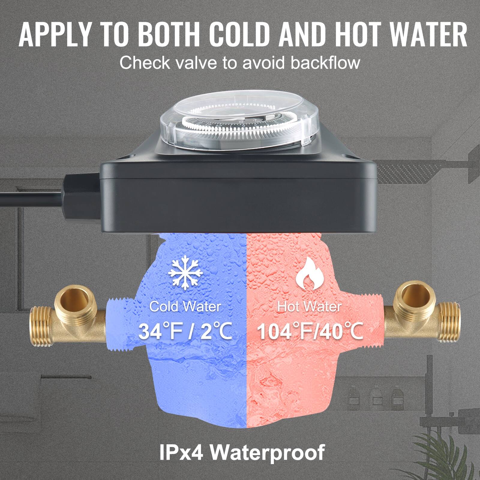 VEVOR Hot Water Recirculating Pump 100W Ultrasilent Auto Start Heater