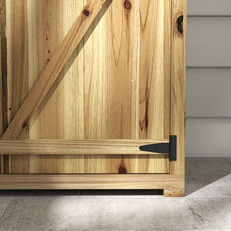Outsunny Outdoor Storage Cabinet with Waterproof Asphalt Roof, Wooden Garden Shed with Double Lockable Doors and Shelves