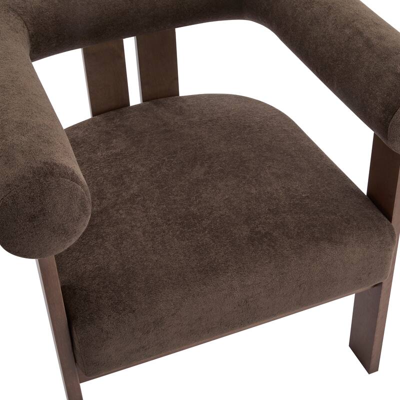 Roomfitters Modern Upholstered Round Arm Accent Chair with Wood Frame,