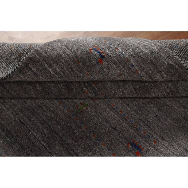 Hand Knotted Oriental 100% Wool Carpet Tribal Tribal Greys & Charcoal Gabbeh Area Rug - 5' 9'' X 4' 1''