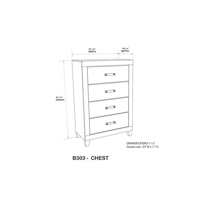 Biloxi Antique Natural Wood Slim Profile 4 Drawer Chest