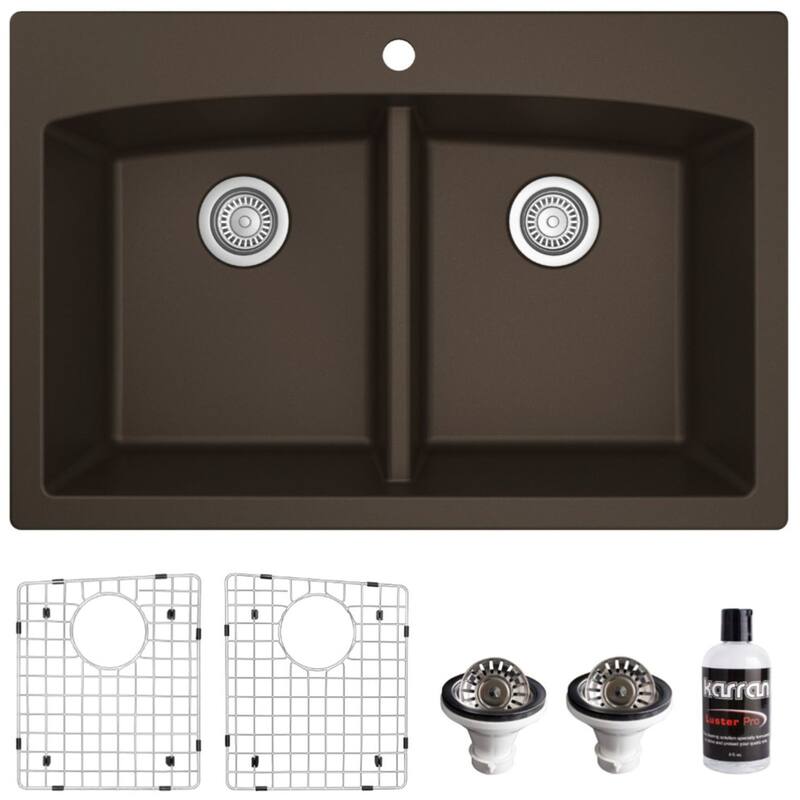 Karran USA QT-710-PK1 Quartz QT 33" Drop In Double Basin Quartz - Brown