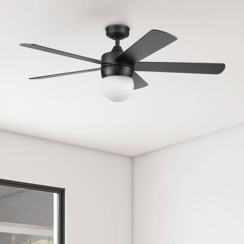 52" Prominence Home Ardrey Kell Modern Indoor LED Ceiling Fan with Light, Remote Control, Dual Mounting, Dual Finish Blades - Matte Black