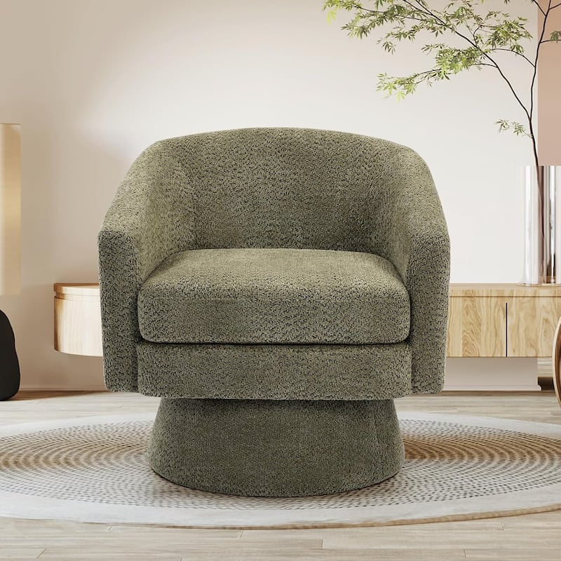 360° Swivel Accent Chair with Arms, Cozy Round Chenille Fabric