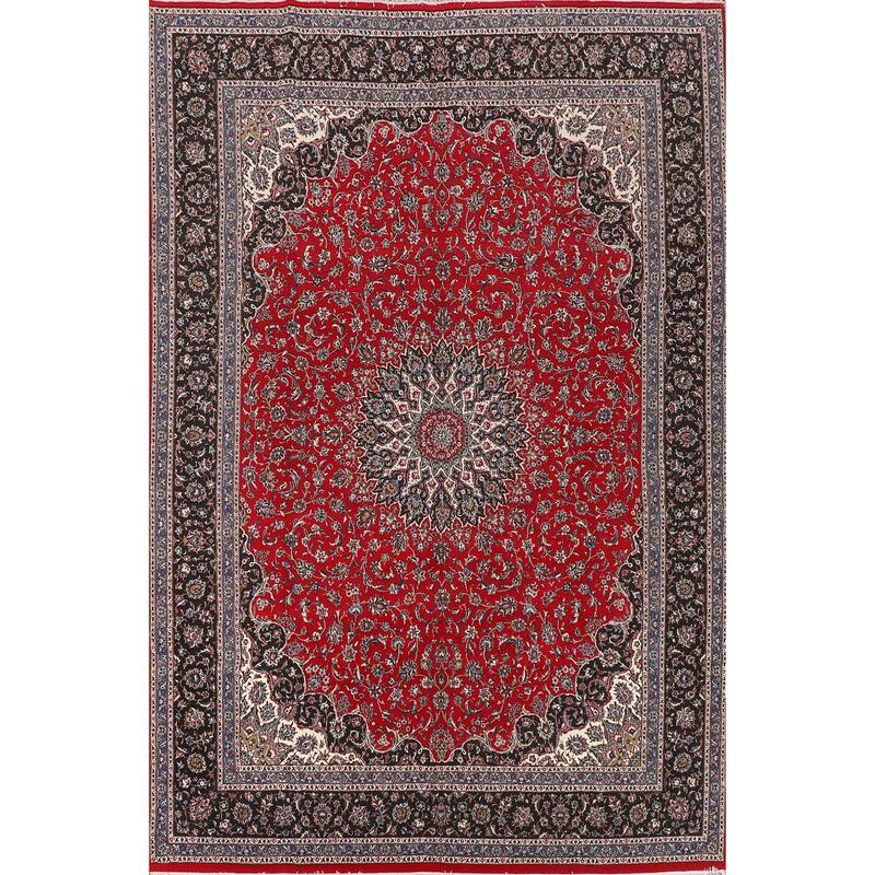 Traditional Floral Kashan Turkish Rug Machine-Made Red Carpet - 9'8" x 13'2"