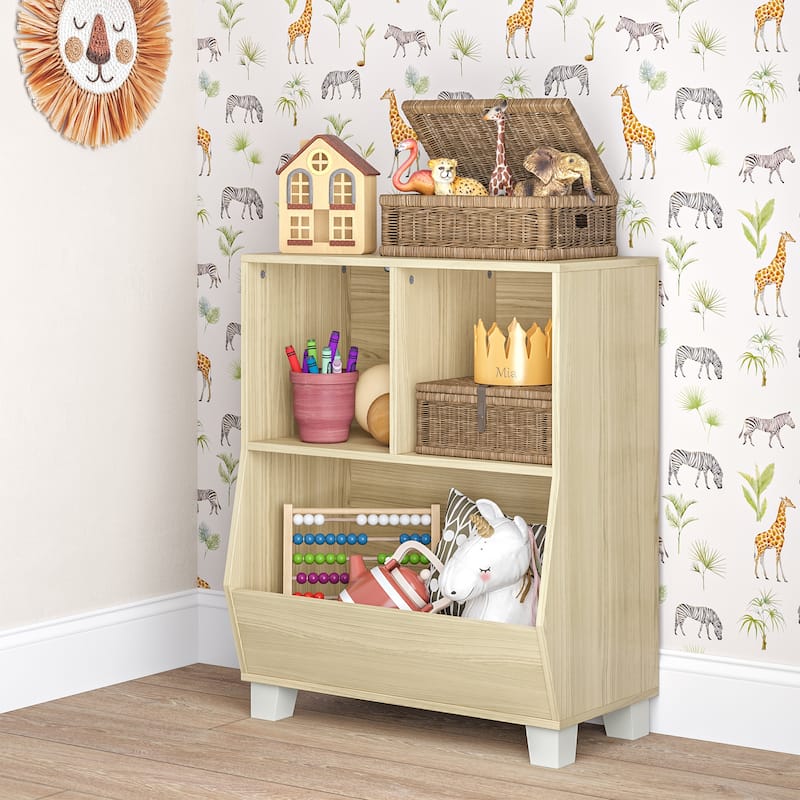 RiverRidge Home Kids Catch All Multi-Cubby 24in Toy Organizer Light Woodgrain