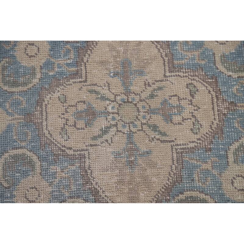 Hand Knotted Oriental 100% Wool Carpet Traditional Medallion Beige & Ivories Tabriz Area Rug - 12' 10'' X 9' 6''