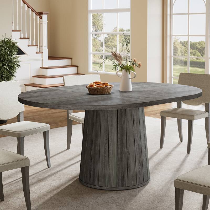 Rustic 55" Wood Dining Table Seats for 4-6 People, Kitchen Table for Dinning Room and Kitchen