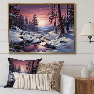 Designart "Pine Tree Winters Magic III" Tree Pine Framed Canvas Art ...