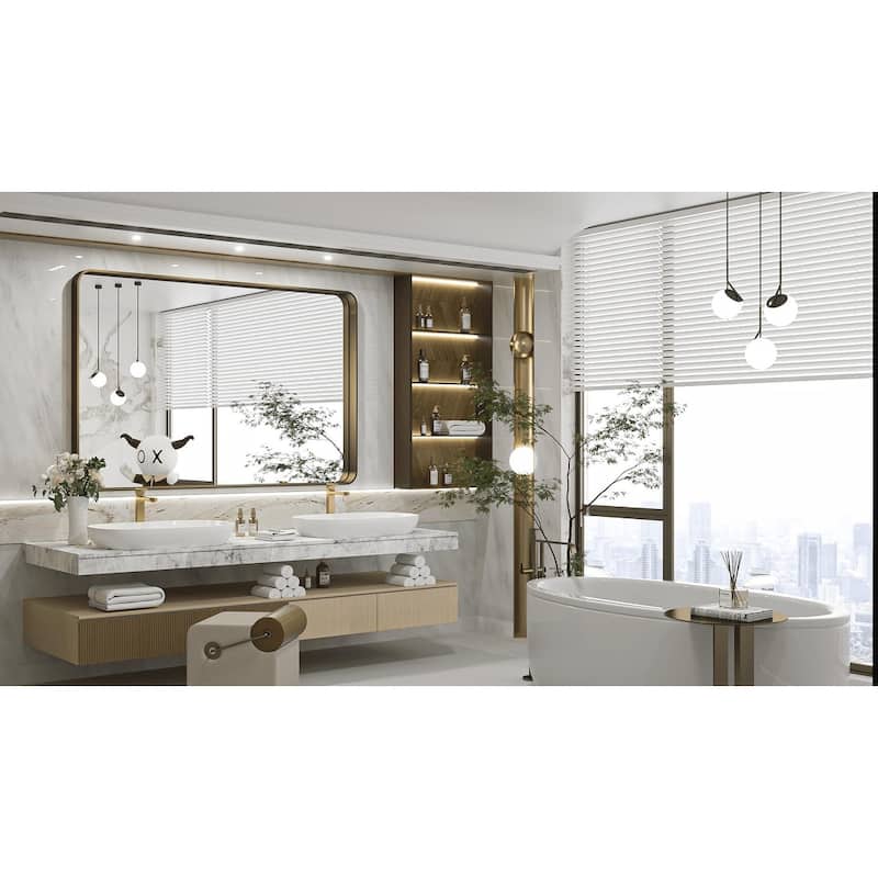 TETOTE Modern Metal Frame Wall Mounted Bathroom Vanity Mirror