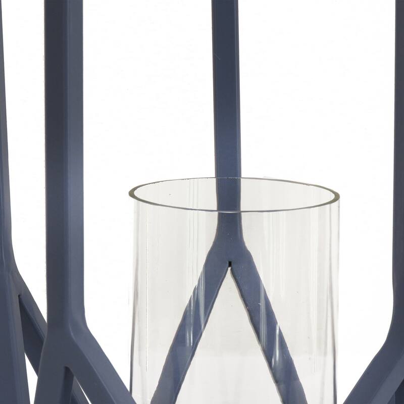 14" Candle Lantern with Glass Chimney, Dusty Blue by National Tree Company - 14 in