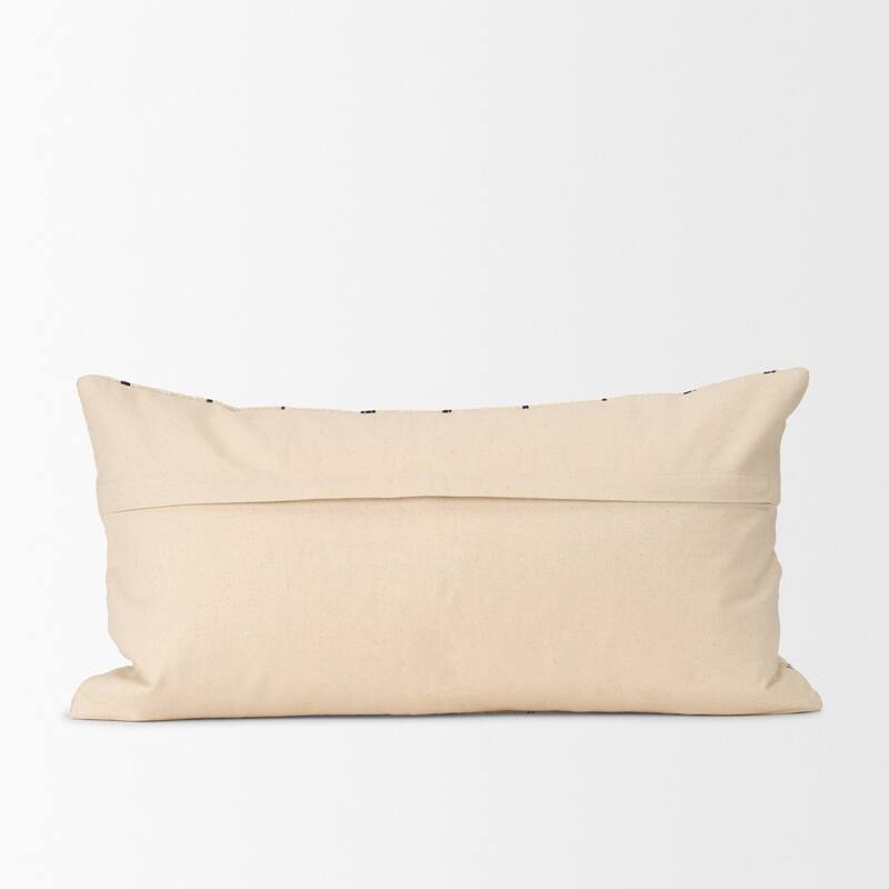 Jaela Beige and Black Striped Checkered Decorative Lumbar Pillow Cover