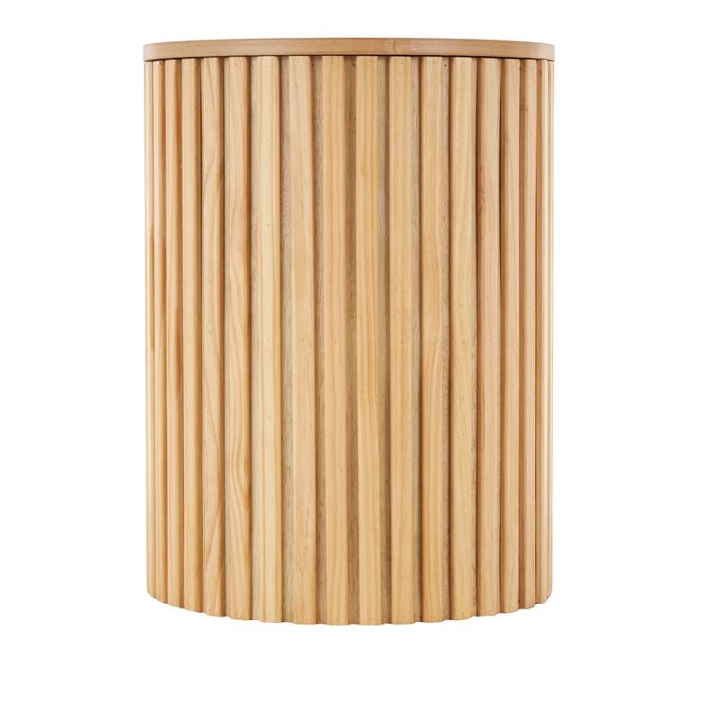 Wood Handmade Ribbed Storage Accent Table with Slatted Base - Brown or Black - Roche River Decor