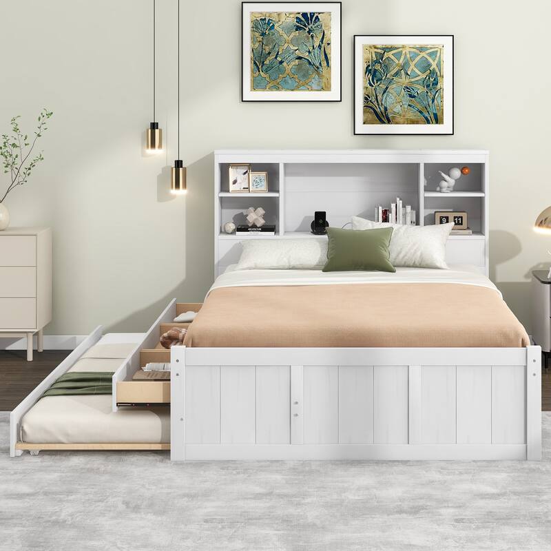 platform bed with Storage Headboard