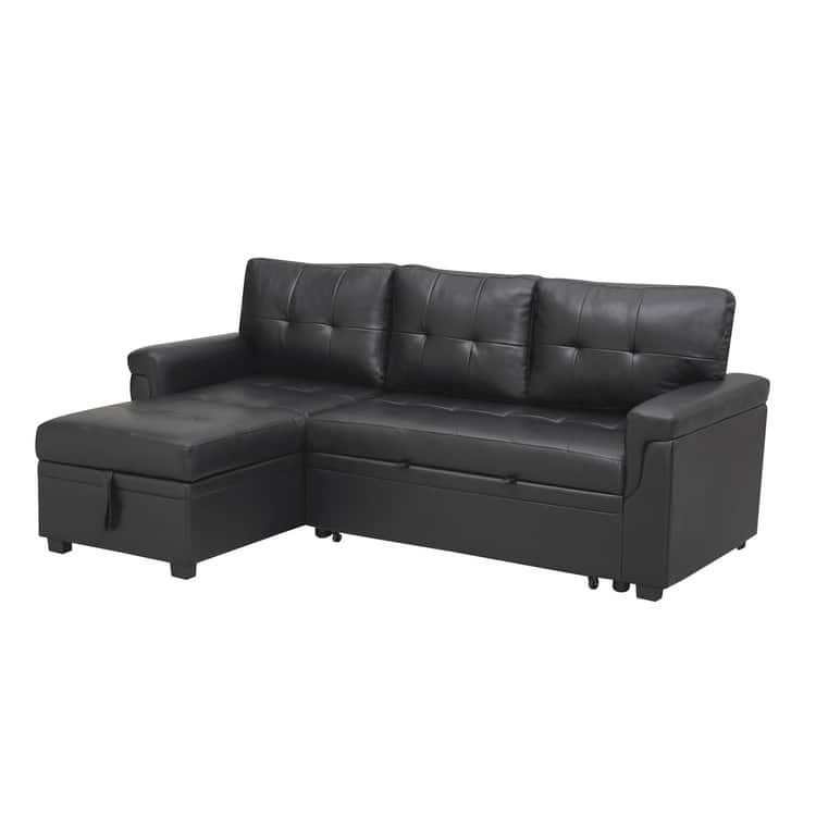 Modern Reversible Convertible Sleeper Sectional Sofa Bed - L-Shape with Storage Chaise, Wide Armrest and Durable Legs