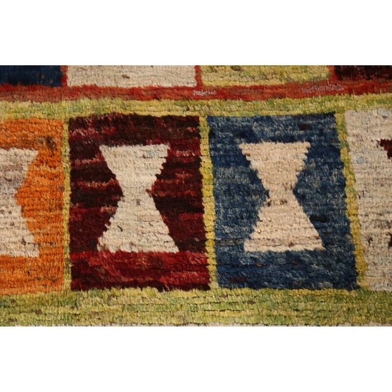 Striped Geometric Moroccan Oriental Area Rug Hand-Knotted Wool Carpet - 6'8" x 9'7"