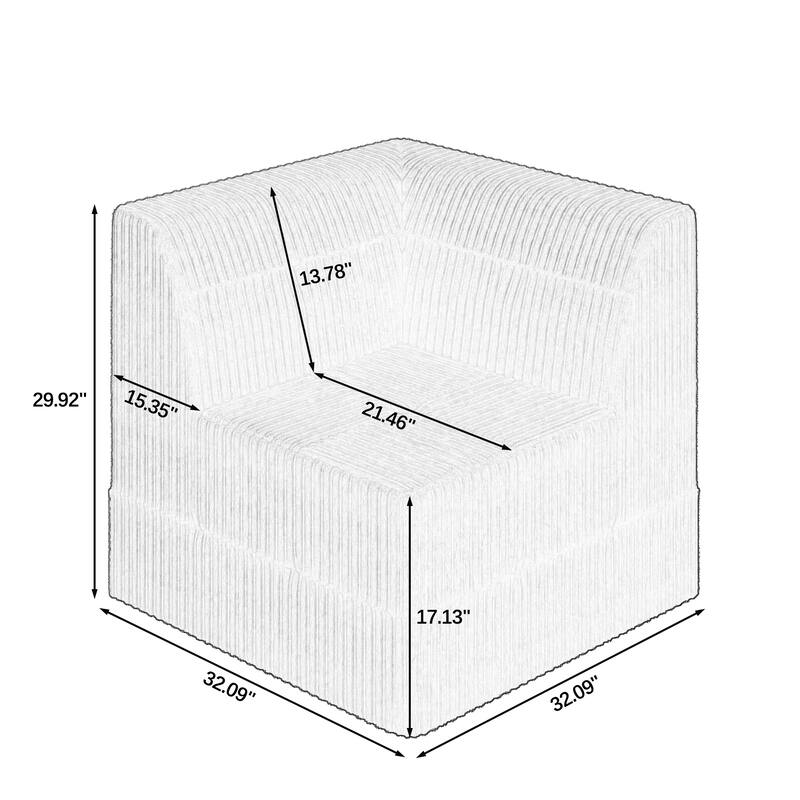 130.32" L-Shaped Corduroy Modular Sectional Sofa with DIY Configuration, and Convertible Sleeper (4/6/7/9-Seater Options)