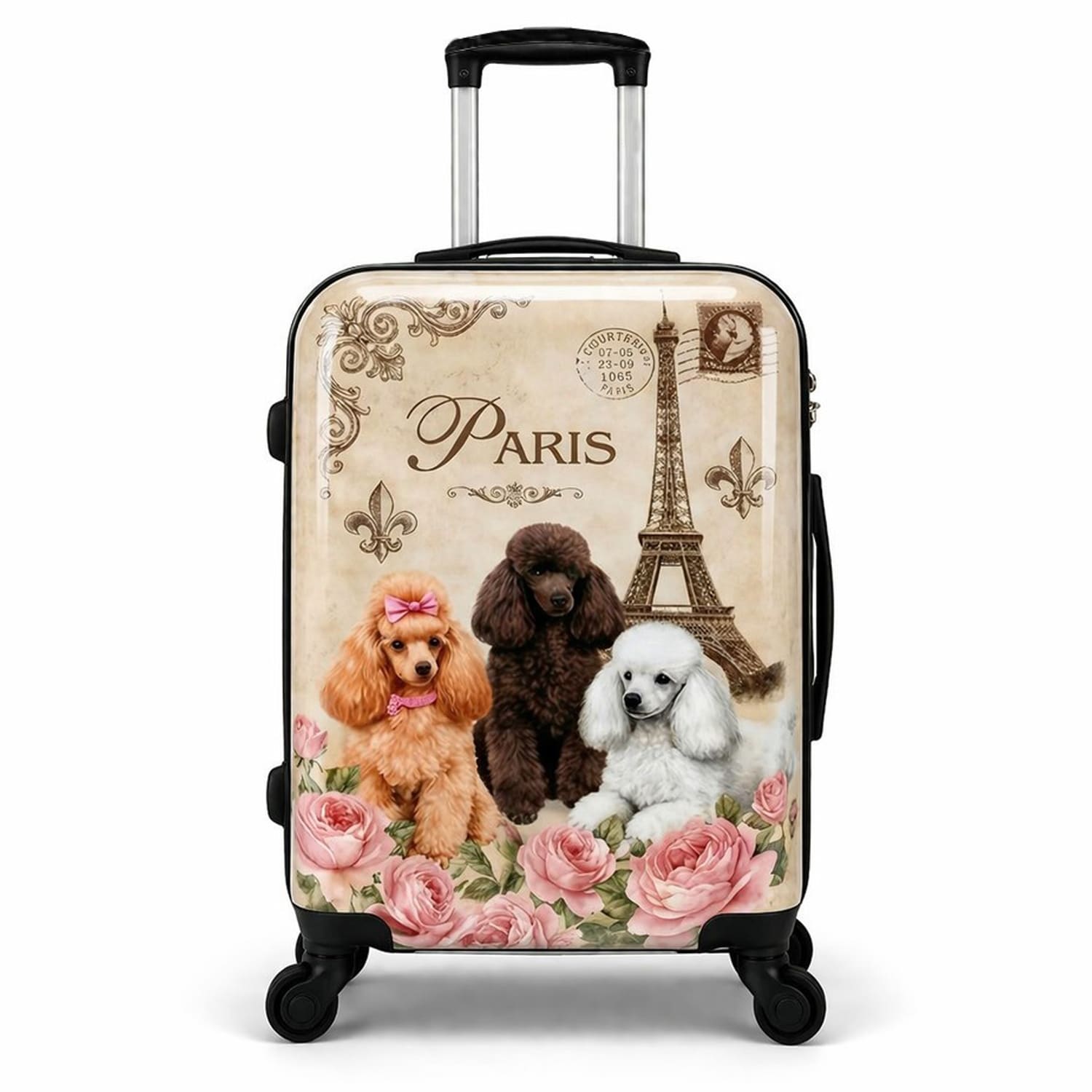 World Traveler Chariot Pet Lover 20-Inch Carry-On Hardside Expandable Spinner Luggage - Paris Poodles
