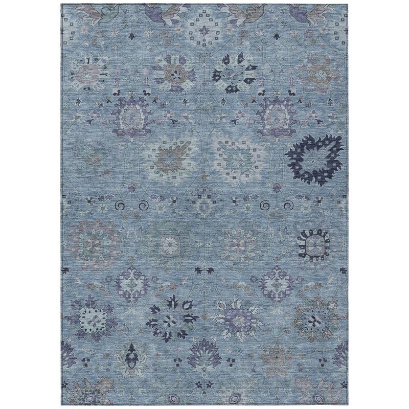 Machine Washable Indoor/ Outdoor Vintage Traditional Chantille Rug