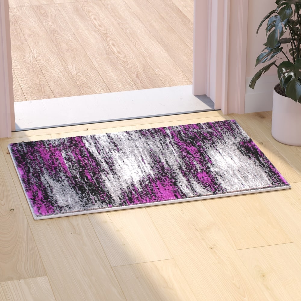 Abstract Style Accent Area Rug - Scraped Pattern