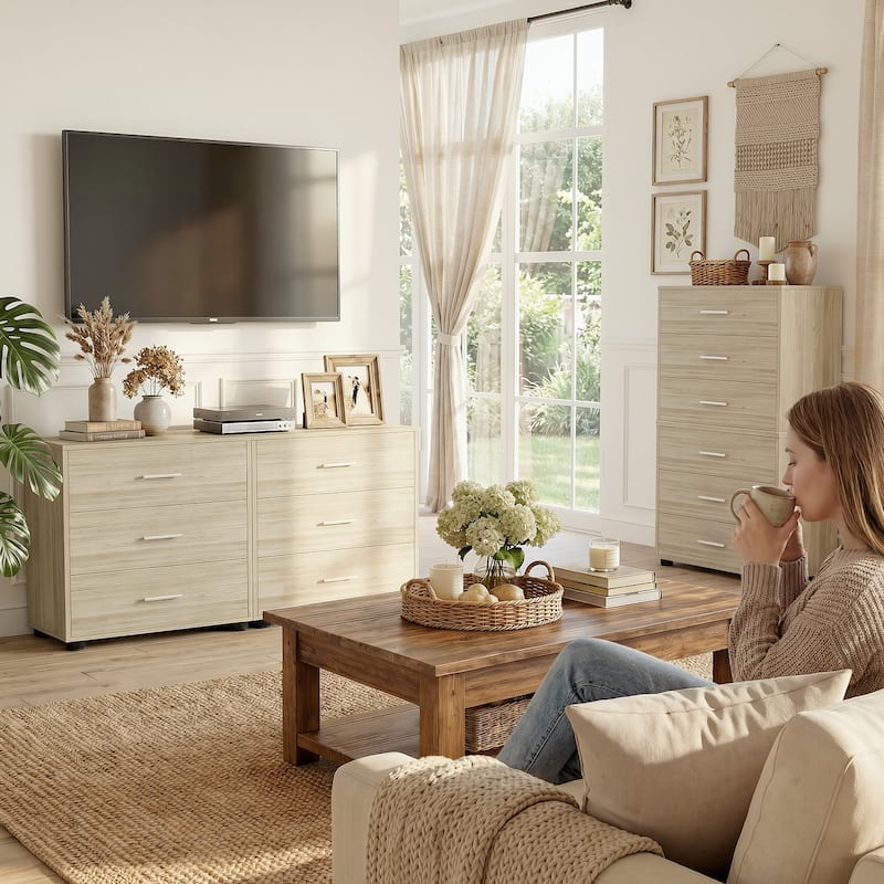 1/ 2 Pack Dressers with 6 Storage Drawers, Closet Organizers for Bedroom and Walk-in Closet