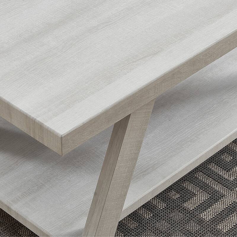 23.5" Modern Rectangular Side Table with Storage Shelf and Wide-angled Legs