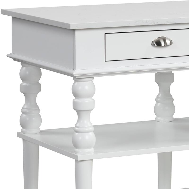 Leota White 2-Drawer Kitchen Island