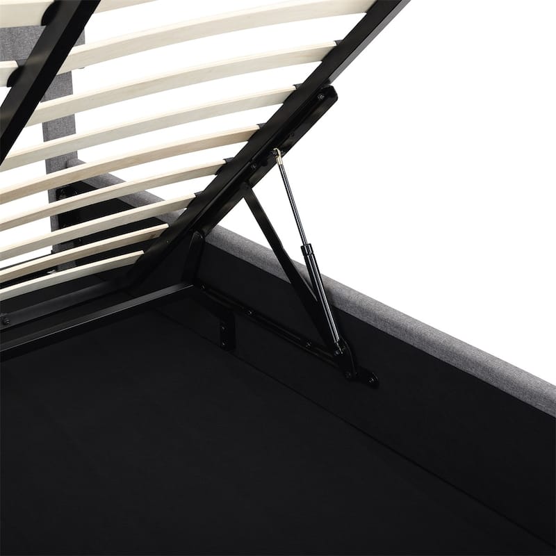 Merax Upholstered Platform Bed with a Hydraulic Storage System